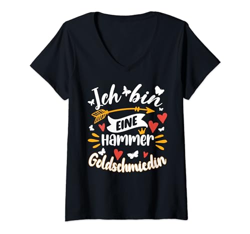 Damen Eine Hammer Goldschmiedin Für Frauen Goldschmied Geschenk T-Shirt mit V-Ausschnitt Damen Eine Hammer Goldschmiedin Für Frauen Goldschmied Geschenk T-Shirt mit V-Ausschnitt von Geschenk für Goldschmiedin
