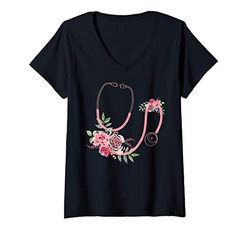 Damen Schönes Krankenschwester Ärztin oder Krankenpflegerin T-Shirt mit V-Ausschnitt Damen Schönes Krankenschwester Ärztin oder Krankenpflegerin T-Shirt mit V-Ausschnitt von Geschenk für Krankenpflegerin und Ärztin