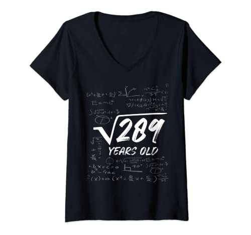 Damen Wurzel 289 = 17 Jahre Geburtstags T-Shirt mit V-Ausschnitt Damen Wurzel 289 = 17 Jahre Geburtstags T-Shirt mit V-Ausschnitt von Geschenk für Mathematiker und Wissenschaftler