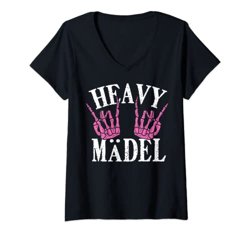 Damen Heavy Mädel Metalfan Rocker Biker Metal Geschenk T-Shirt mit V-Ausschnitt Damen Heavy Mädel Metalfan Rocker Biker Metal Geschenk T-Shirt mit V-Ausschnitt von Geschenk für Metal Rock Fans lustiges Designs