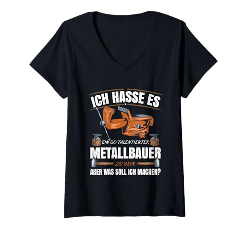 Damen Metallbau Meister Zubehör Lustig Talentierter Metallbauer T-Shirt mit V-Ausschnitt Damen Metallbau Meister Zubehör Lustig Talentierter Metallbauer T-Shirt mit V-Ausschnitt von Geschenk für Metallbauer und Metallbau Zubehör