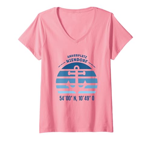 Damen Niendorf Ostsee Niendorfer Hafen Küste Schleswig Holstein T-Shirt mit V-Ausschnitt Damen Niendorf Ostsee Niendorfer Hafen Küste Schleswig Holstein T-Shirt mit V-Ausschnitt von Geschenk für Niendorfer Schleswig Holstein Gadgets