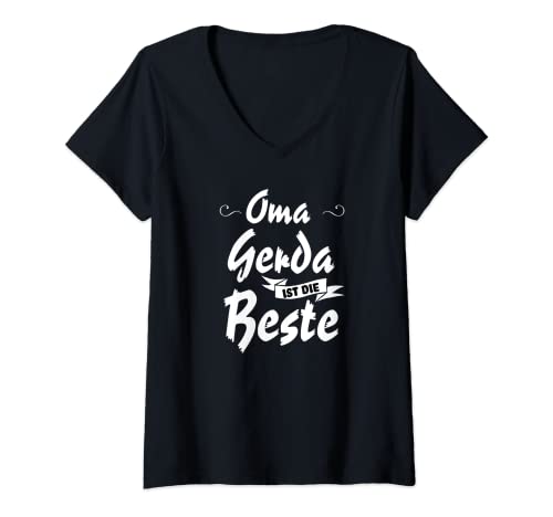 Damen Oma Gerda ist die Beste - Oma Geschenk T-Shirt mit V-Ausschnitt Damen Oma Gerda ist die Beste - Oma Geschenk T-Shirt mit V-Ausschnitt von Geschenk für Oma - Personalisiert Vorname