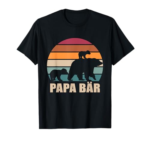 Papa Bär 2 Kinder Vatertag Zweifach Papa von zwei Kindern T-Shirt von Geschenk für Pap Bär