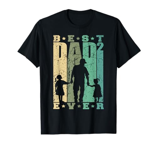 Papa von zwei Mädchen Vatertag Retro Vater mit 2 Töchtern T-Shirt Papa von zwei Mädchen Vatertag Retro Vater mit 2 Töchtern T-Shirt von Geschenk für Papa von 2 Mädchen