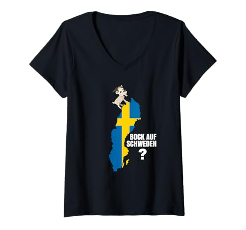 Damen Schwedische Sachen Bock Auf Schweden Gadgets Schwedenfans T-Shirt mit V-Ausschnitt von Geschenk für Schwedenfans & Schweden Gadgets