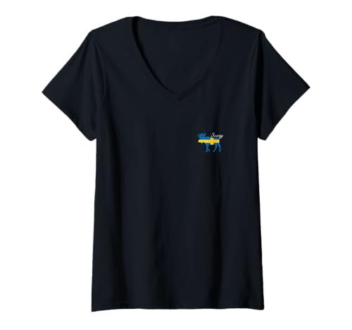 Damen Schwedische Sachen Schwedenfans Sverige Gadgets Schweden T-Shirt mit V-Ausschnitt von Geschenk für Schwedenfans & Schweden Gadgets