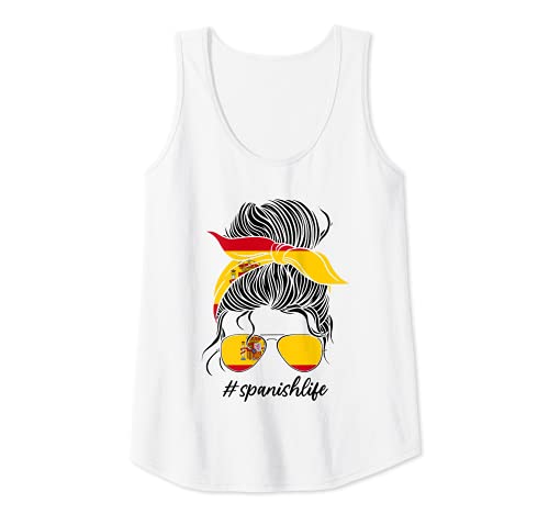 Damen #spanishlife unordentliches Brötchen Spanien Tank Top Damen #spanishlife unordentliches Brötchen Spanien Tank Top von Geschenk für Spanien.