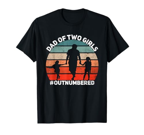 Vater von zwei Mädchen Papa mit 2 Töchtern T-Shirt von Geschenk für Vater von zwei Töchtern Vatertag