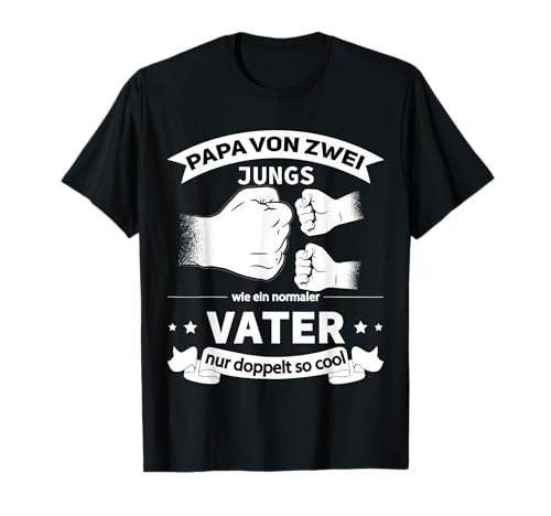 Vater von 2 Söhnen Zweifacher Vatertag Papa von zwei Jungs T-Shirt Vater von 2 Söhnen Zweifacher Vatertag Papa von zwei Jungs T-Shirt von Geschenk für Vatertag von Papa 2 Söhnen