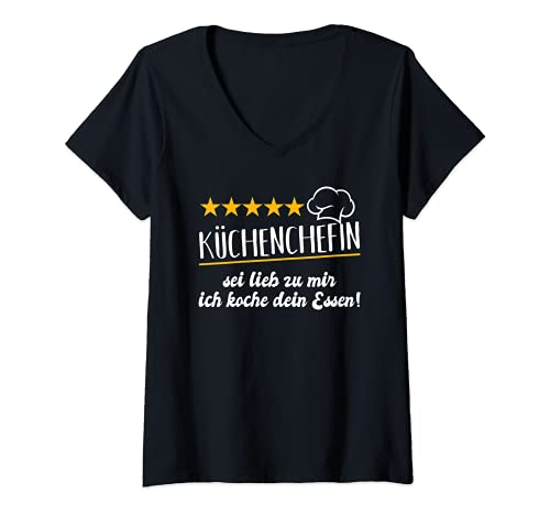 Damen Küchen-Chefin Küche Sprüche Mama Freundin Köchinnen Köchin T-Shirt mit V-Ausschnitt Damen Küchen-Chefin Küche Sprüche Mama Freundin Köchinnen Köchin T-Shirt mit V-Ausschnitt von Geschenk für die Küchenchefin