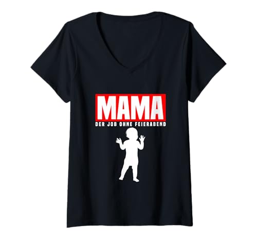 Damen Gestresste Mütter Job Ohne Feierabend Baby Gadgets Mama T-Shirt mit V-Ausschnitt von Geschenk für gestresste Mütter & Mama Gadgets