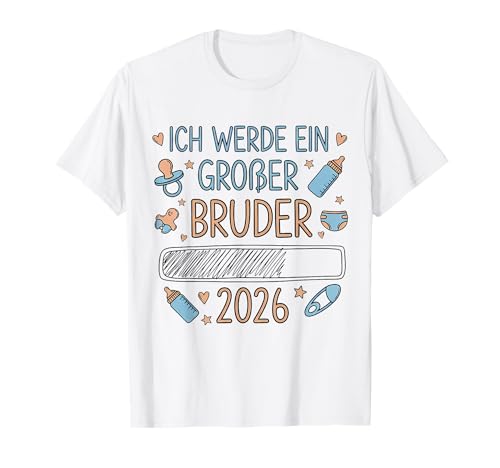 Ich werde EIN großer Bruder 2026 Baby Ankündigung T-Shirt Ich werde EIN großer Bruder 2026 Baby Ankündigung T-Shirt von Geschenk für werdende Brüder