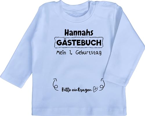 Baby Langarmshirt - 1. Geburtstag - Mein Gästebuch Erster Ersten - 12/18 Monate - Babyblau - Geschenke für einjährige mädchen geburtstagsshirt Langarm 1 Jahr 1.Geburtstag 1geburtstag Shirt Junge von Geschenk mit Namen personalisiert by Shirtracer