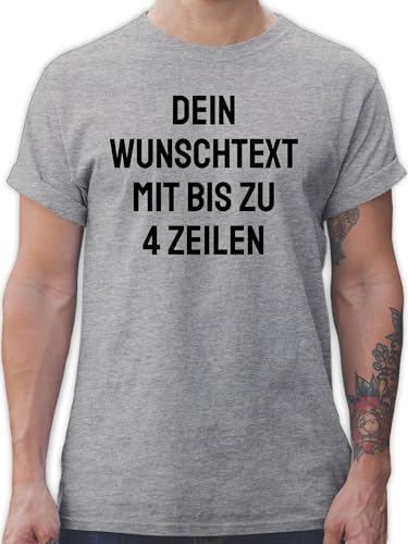 T-Shirt Herren - Aufdruck selbst gestalten - Wunschtext I Eigener Text I Personalisierter Text I Custom Text - M - Grau meliert - Tshirt selber Bedrucken personalisierte Name Shirt von Geschenk mit Namen personalisiert by Shirtracer