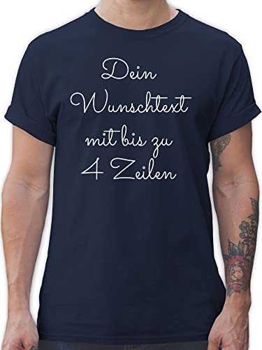 T-Shirt Herren - Aufdruck selbst gestalten - Wunschtext - S - Navy Blau - männer Tshirt Shirt Bedrucken selber beschriften t-Shirts personalisiertes Druck Shirts drucken Lassen Personalisieren von Geschenk mit Namen personalisiert by Shirtracer