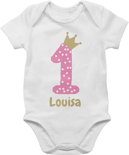 Baby Body Junge Mädchen - 1. - Erster Geburtstag I Einjähriger I Erstes Lebensjahr Babys erster Geburtstag - 18/24 Monate - Weiß - geschenke 1 jahr outfit 1.geburtstag 1-year-olds strampler name von Geschenk mit Namen personalisiert by Shirtracer