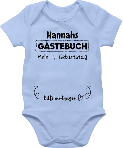 Baby Body Junge Mädchen - 1. Geburtstag - Mein Gästebuch Erster Ersten - 12/18 Monate - Babyblau - kinderkleidung ab 1 jahr outfit 1.geburtstag 1geburtstag strampler year boy birthday gift name von Geschenk mit Namen personalisiert by Shirtracer