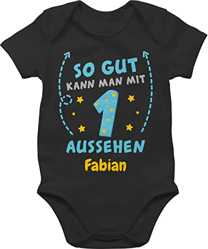 Baby Body Junge Mädchen - 1. Geburtstag - So gut kann man mit 1 aussehen - 12/18 Monate - Schwarz - outfit erster strampler 1.geburtstag 1geburtstag babykleidung jahr name 1st birthday bodys von Geschenk mit Namen personalisiert by Shirtracer