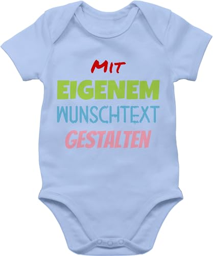 Baby Body Junge Mädchen - Aufdruck selbst gestalten - Wunschtext I Mit eigenem Text personalisiert I Custom Text - 3/6 Monate - Babyblau - babyparty geschenke selber bedruckte bodys personalisierte von Geschenk mit Namen personalisiert by Shirtracer