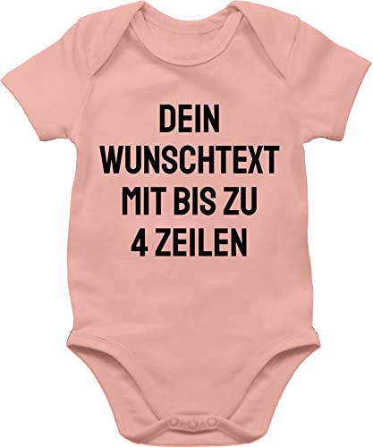 Baby Body Junge Mädchen - Aufdruck selbst gestalten - Wunschtext I Eigener Text I Personalisierter Text I Custom Text - 3/6 Monate - Babyrosa - zum beschriften vorne selber bedruckte bodys von Geschenk mit Namen personalisiert by Shirtracer