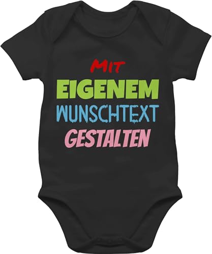 Baby Body Junge Mädchen - Aufdruck selbst gestalten - Wunschtext - 3/6 Monate - Schwarz - strampler bedruck beschriften bedrucken druck name personalisieren individueller selber machen von Geschenk mit Namen personalisiert by Shirtracer