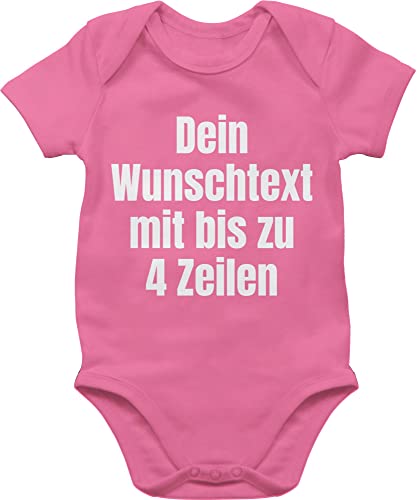 Baby Body Junge Mädchen - Aufdruck selbst gestalten - Wunschtext I Eigener Text I Custom Text - 1/3 Monate - Pink - selber bedruckte bodys personalisierte datum strampler von Geschenk mit Namen personalisiert by Shirtracer