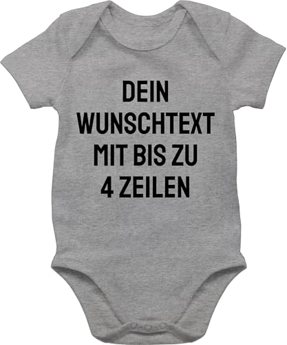 Baby Body Junge Mädchen - Aufdruck selbst gestalten - Wunschtext I Eigener Text I Personalisierter Text I Custom Text - 3/6 Monate - Grau meliert - zum beschriften vorne selber bedruckte bodys von Geschenk mit Namen personalisiert by Shirtracer