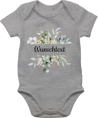 Baby Body Junge Mädchen - Aufdruck selbst gestalten - Wunschtext Text I eigener Text - 3/6 Monate - Grau meliert - babyparty geschenke selber bedruckte bodys personalisierte blumen babysachen von Geschenk mit Namen personalisiert by Shirtracer