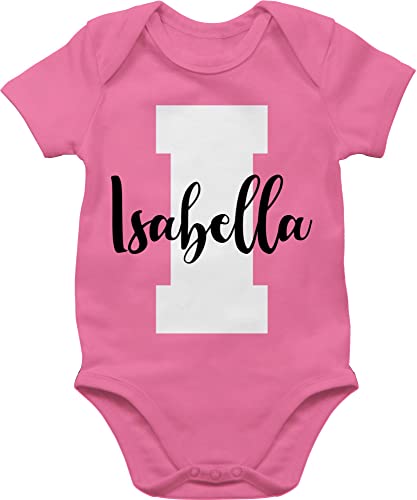 Baby Body Junge Mädchen - Bekleidung kreativ und - Anfangsbuchstabe mit Name - Personalisiert Initialen Buchstabe mit Namen bedrucken Custom Gif Persönliche Geschenkidee Geschenk - 1/3 Monate - Pink von Geschenk mit Namen personalisiert by Shirtracer