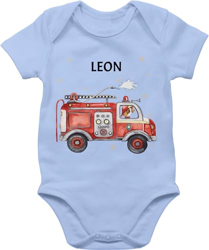 Baby Body Junge Mädchen - Feuerwehr Auto I Feuerwehrauto I 112 I Fire Truck I Löschfahrzeug - 1/3 Monate - Babyblau - feuerwehrbody jugendfeuerwehr feuerwehrautos strampler von Geschenk mit Namen personalisiert by Shirtracer