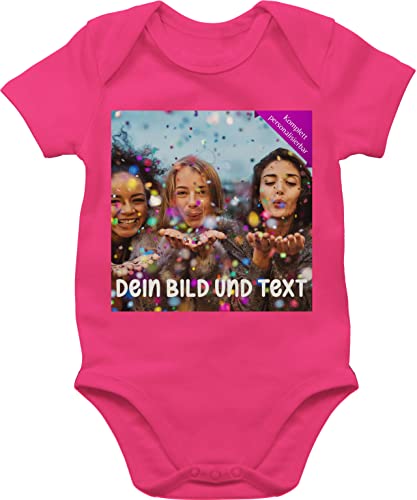 Baby Body Junge Mädchen - Foto eigenem - Fotogeschenk I Geschenk Bild personalisiert I Geschenk mit Bild I Custom Photo - 6/12 Monate - Fuchsia - bodys selbst beschreiben babygeschenke neffe von Geschenk mit Namen personalisiert by Shirtracer