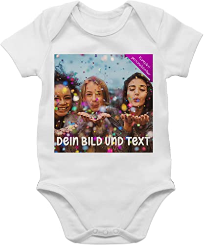 Baby Body Junge Mädchen - Foto eigenem - Fotogeschenk I Geschenk Bild personalisiert I Geschenk mit Bild I Custom Photo - 3/6 Monate - Weiß - bodys selbst beschreiben babygeschenke neffe von Geschenk mit Namen personalisiert by Shirtracer