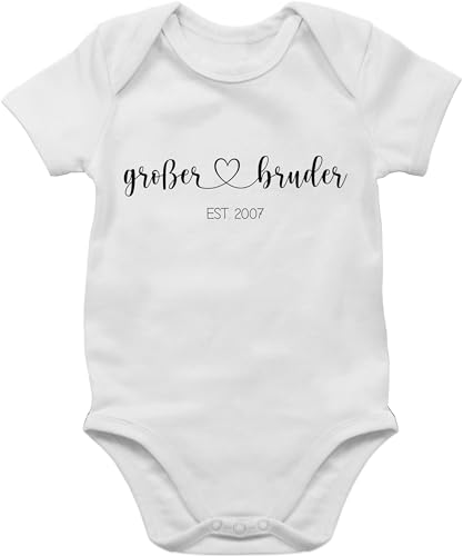Baby Body Junge Mädchen - Großer Bruder est - Ich werde großer Bruder Geschenk - Jahreszahl - 18/24 Monate - Weiß - grosser große big brother kurzarm 2024 jungen geschenke für großer+bruder von Geschenk mit Namen personalisiert by Shirtracer