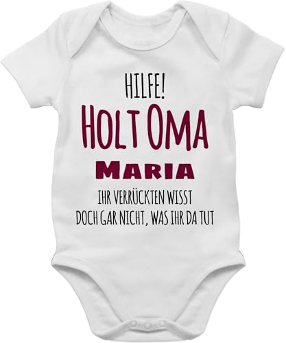 Baby Body Junge Mädchen - Großmutter - Hilfe Holt Oma - Geschenk zur Geburt Omi - 3/6 Monate - Weiß - strampler omas bodys babybody babybodys babystrampler babykleidung babysachen kurzarm von Geschenk mit Namen personalisiert by Shirtracer