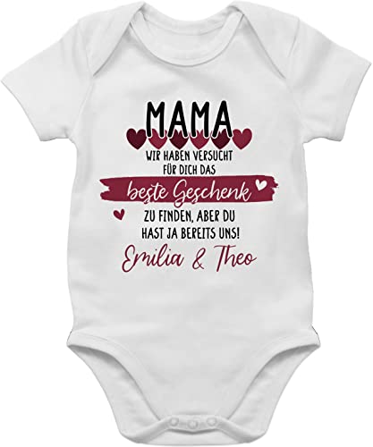Baby Body Junge Mädchen - Mama wir haben versucht für Dich das schönste Geschenk zu finden - 6/12 Monate - Weiß - muttertag mama-baby-outfit mom perfekte babybody body￼mama mamas beste finden, von Geschenk mit Namen personalisiert by Shirtracer