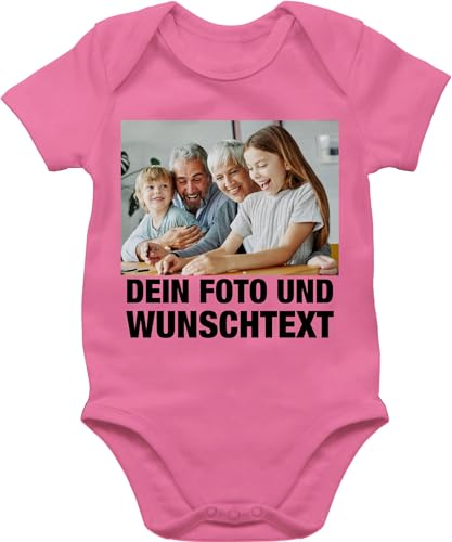 Baby Body Junge Mädchen - Mit Foto I Eigenem Bild I Text I Name I Wunschtext - 1/3 Monate - Pink - babybody selbst kreieren babygeschenke neffe selber gestalten photo babysachen neu geborene von Geschenk mit Namen personalisiert by Shirtracer
