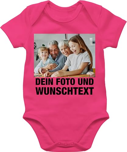 Baby Body Junge Mädchen - Mit Foto I Eigenem Bild I Text I Name I Wunschtext - 3/6 Monate - Fuchsia - babybody selbst kreieren babygeschenke neffe selber gestalten photo babysachen von Geschenk mit Namen personalisiert by Shirtracer