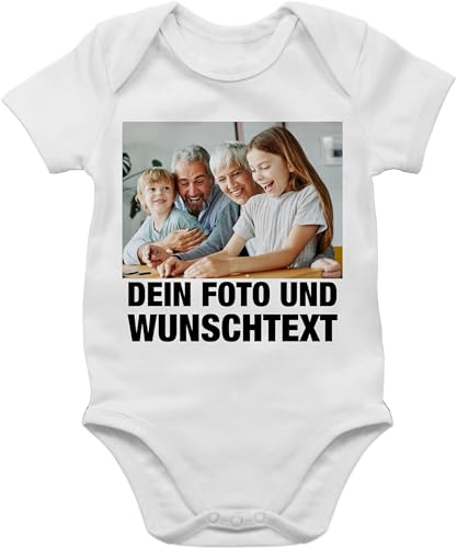 Baby Body Junge Mädchen - Mit Foto eigenem Bild Text Name Wunschtext - 6/12 Monate - Weiß - beschriften lassen selbst bilder zum designen erstellen personalisierbare schriften von Geschenk mit Namen personalisiert by Shirtracer