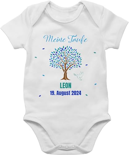 Baby Body Mädchen - Meine Taufe - Taufgeschenk Jungen Taufgeschenke Junge Patenkind - 6/12 Monate - Weiß - sommer konfirmation name zur individualisiert personalisieren patenkind+geschenk von Geschenk mit Namen personalisiert by Shirtracer