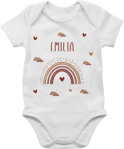 Baby Body Junge Mädchen - Rainbow Regenbogen Farbenbogen - 3/6 Monate - Weiß - personalisierte strampler für name von Geschenk mit Namen personalisiert by Shirtracer