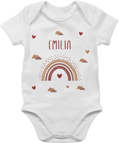Baby Body Junge Mädchen - Rainbow Regenbogen Farbenbogen - 3/6 Monate - Weiß - strampler name personalisierte und babystrampler personalisierter für neugeborene geburt babys für von Geschenk mit Namen personalisiert by Shirtracer