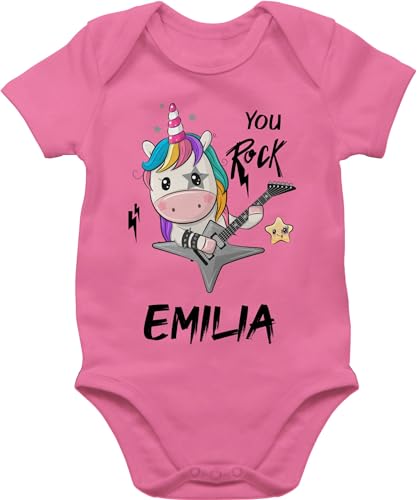 Baby Body Junge Mädchen - Einhörner - You Rock Metal Einhorn Geschenk Metalhead Unicorn Geschenk Gitarrist I - 3/6 Monate - Pink - unicorns rockstar strampler einhörnern personalisierter von Geschenk mit Namen personalisiert by Shirtracer