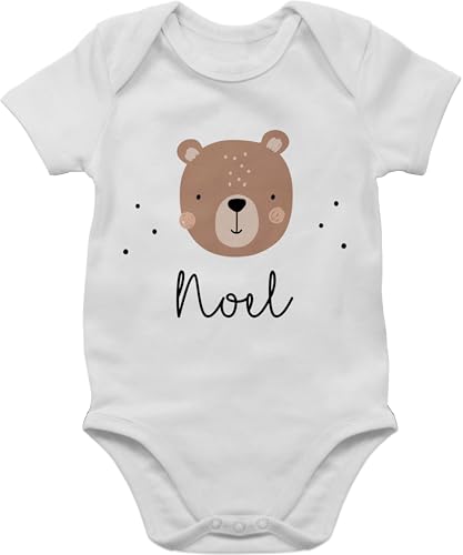 Baby Body Junge Mädchen - Süßer Bär I Bären I Bärenmotiv I Bear - 3/6 Monate - Grau meliert - personalisierter kurzarm teddy bärchen name kinder teddybär tier personalisierte tiere geschenke von Geschenk mit Namen personalisiert by Shirtracer