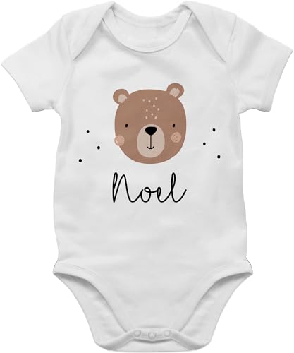 Baby Body Junge Mädchen - Süßer Bär I Bären I Bärenmotiv I Bear - 3/6 Monate - Weiß - personalisierter kurzarm teddy bärchen name kinder teddybär tier personalisierte tiere geschenke und von Geschenk mit Namen personalisiert by Shirtracer