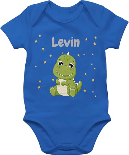 Baby Body Junge Mädchen - Süßer Dino Dinosaurier Dinosaurus Dinomotiv - 3/6 Monate - Royalblau - baby+body kleidung tier bodies kurzarm babykleidung tieren strampler babysaurus saurier bodys von Geschenk mit Namen personalisiert by Shirtracer