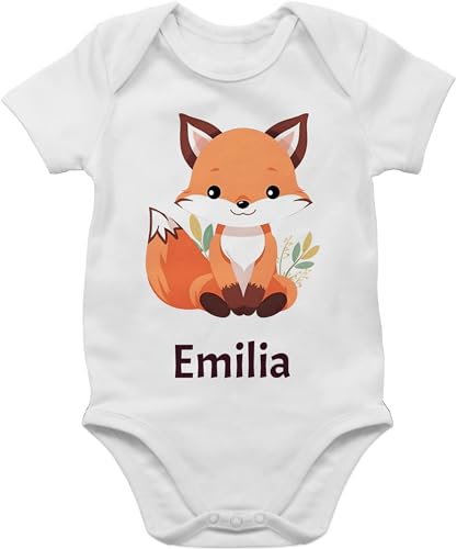 Baby Body Junge Mädchen - Süßer Fuchs Geschenk mit Name personalisiert I Wildtiere I Raubtier I Fox - 6/12 Monate - Weiß - +mit+fuchs fuchsmotiv kurzarm personalisieren und baumwolle füchse von Geschenk mit Namen personalisiert by Shirtracer