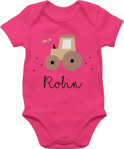 Baby Body Junge Mädchen - Süßer Traktor Trecker Schlepper Bulldog - 3/6 Monate - Fuchsia - anziehsachen traktoren strampler traktorbauernhof landwirtschaft kinder bauer tractors traktorfans von Geschenk mit Namen personalisiert by Shirtracer