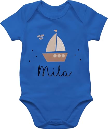 Baby Body Junge Mädchen - Süßes Segelboot Boot Segler - 3/6 Monate - Royalblau - segler-geschenk und name von Geschenk mit Namen personalisiert by Shirtracer