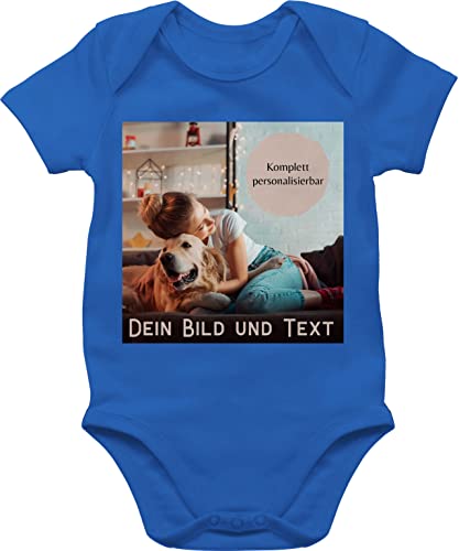 Baby Body Junge Mädchen - eigenem - Foto Bild Geschenk I Dein Bild und Text - 1/3 Monate - Royalblau - babygeschenke von paten strampler bilder selbst drucken photo bodys von Geschenk mit Namen personalisiert by Shirtracer